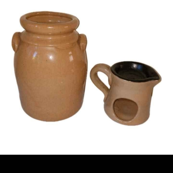 Primitive 2 Pc Crock & Candle Burner - Picture 5 of 7